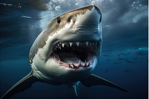 close-up of shark with its jaws open, an Animal Photo by Sergey Kotenev