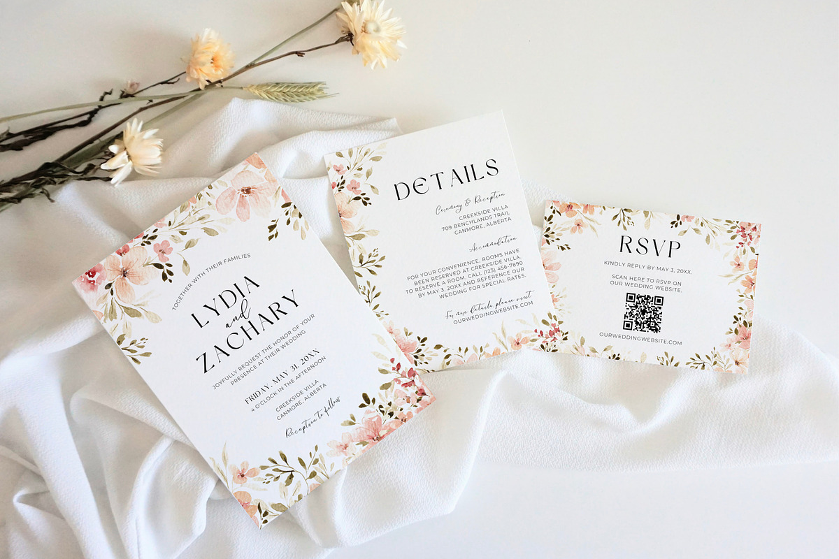 Wildflower Wedding Invite Template, an Invitation Template by Cottontail Paper Shop (Photo 2 of 7)