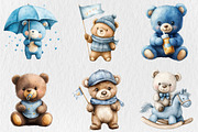 Blue Teddy Bear Baby Shower Clipart, an Animal Illustration by Rose Art (Thumbnail 3 of 5)