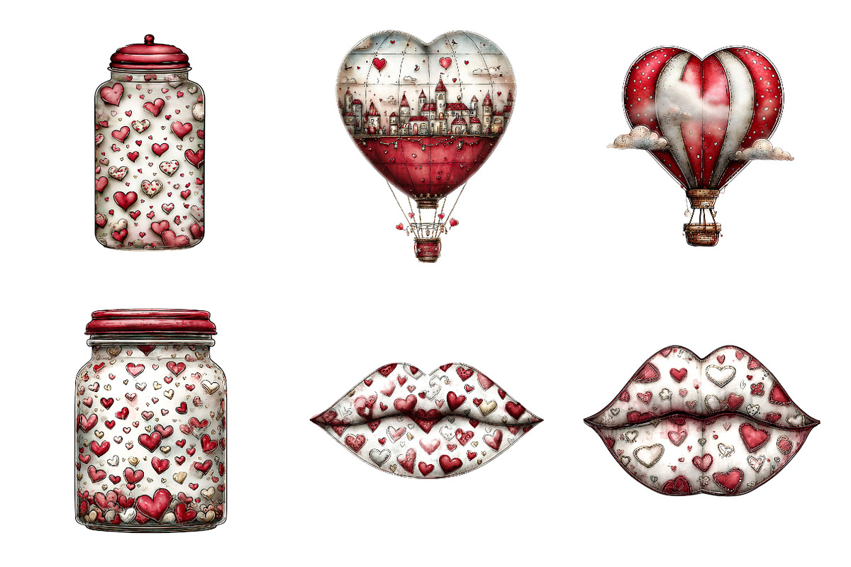 Whimsical valentines day clip art, an Illustration by SinaCreation (Photo 3 of 11)