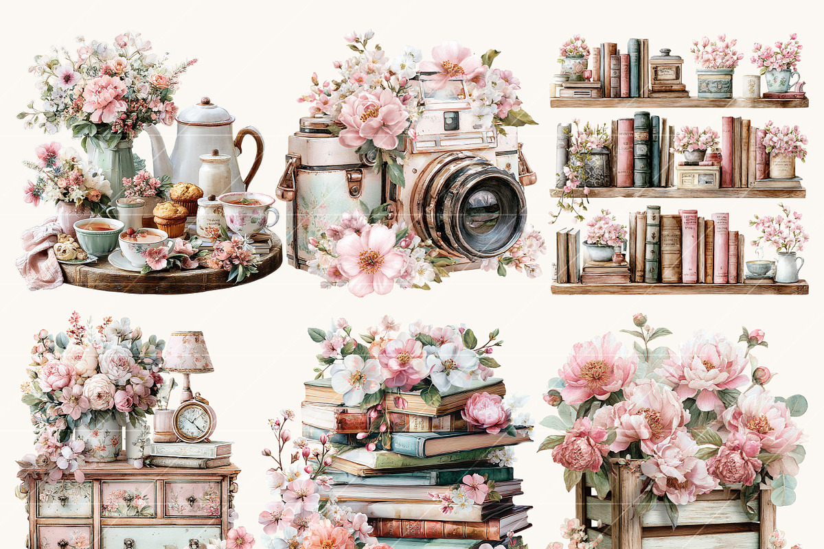 Floral Lifestyle Clipart Bundle, an Object Illustration by BusyDaydesign (Photo 5 of 9)