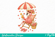 Summer Flamingo PNG Sublimation, an Illustration by Watercolor design (Thumbnail 1 of 3)
