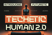 Techetic Human Futuristic Font, a Sans Serif Font by timelesstype.co (Thumbnail 1 of 20)
