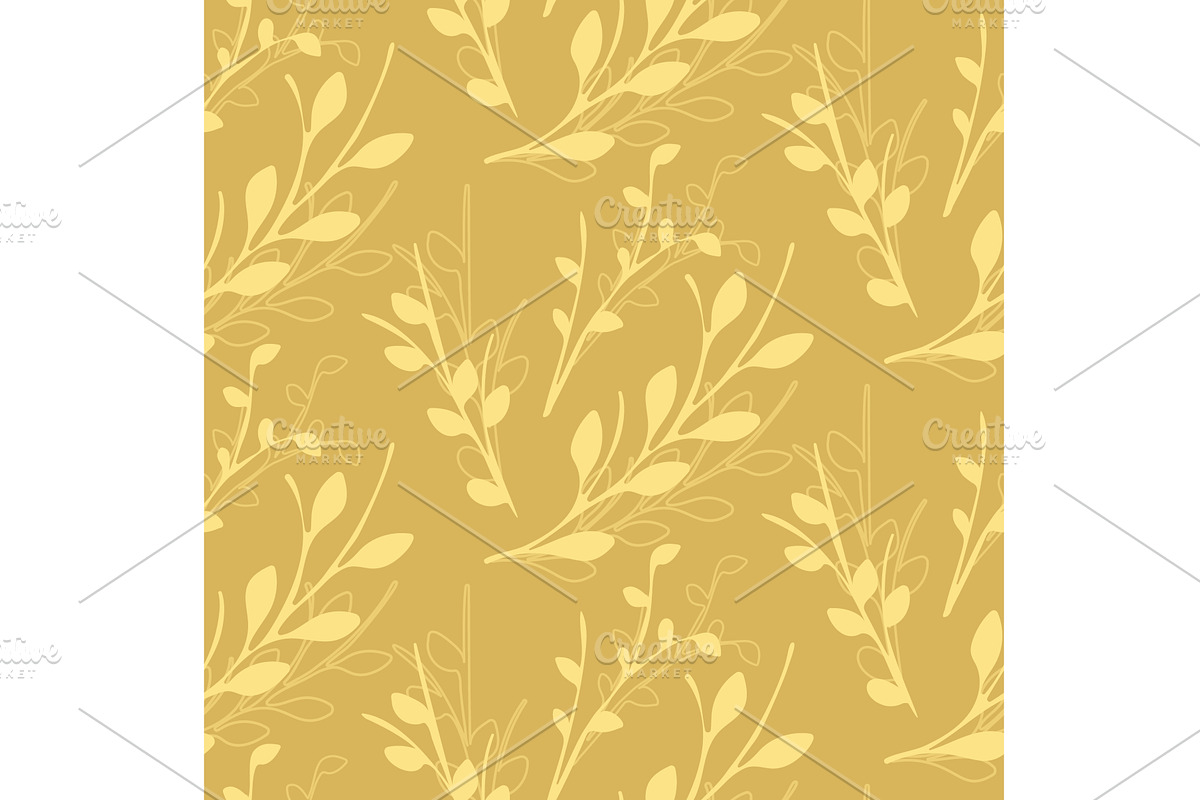 Golden mustard floral seamless, a Texture Illustration by okskukuruza