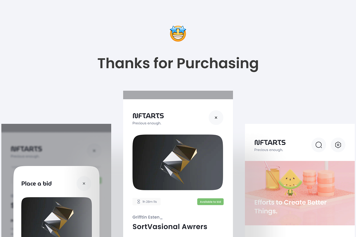 NFTARTS - NFT Apps UI KIT, an App Template by Vektora Studio (Photo 6 of 6)