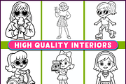 80's Fashion Girl Coloring Pages, a Person Illustration by Ink Gallery (Thumbnail 2 of 5)