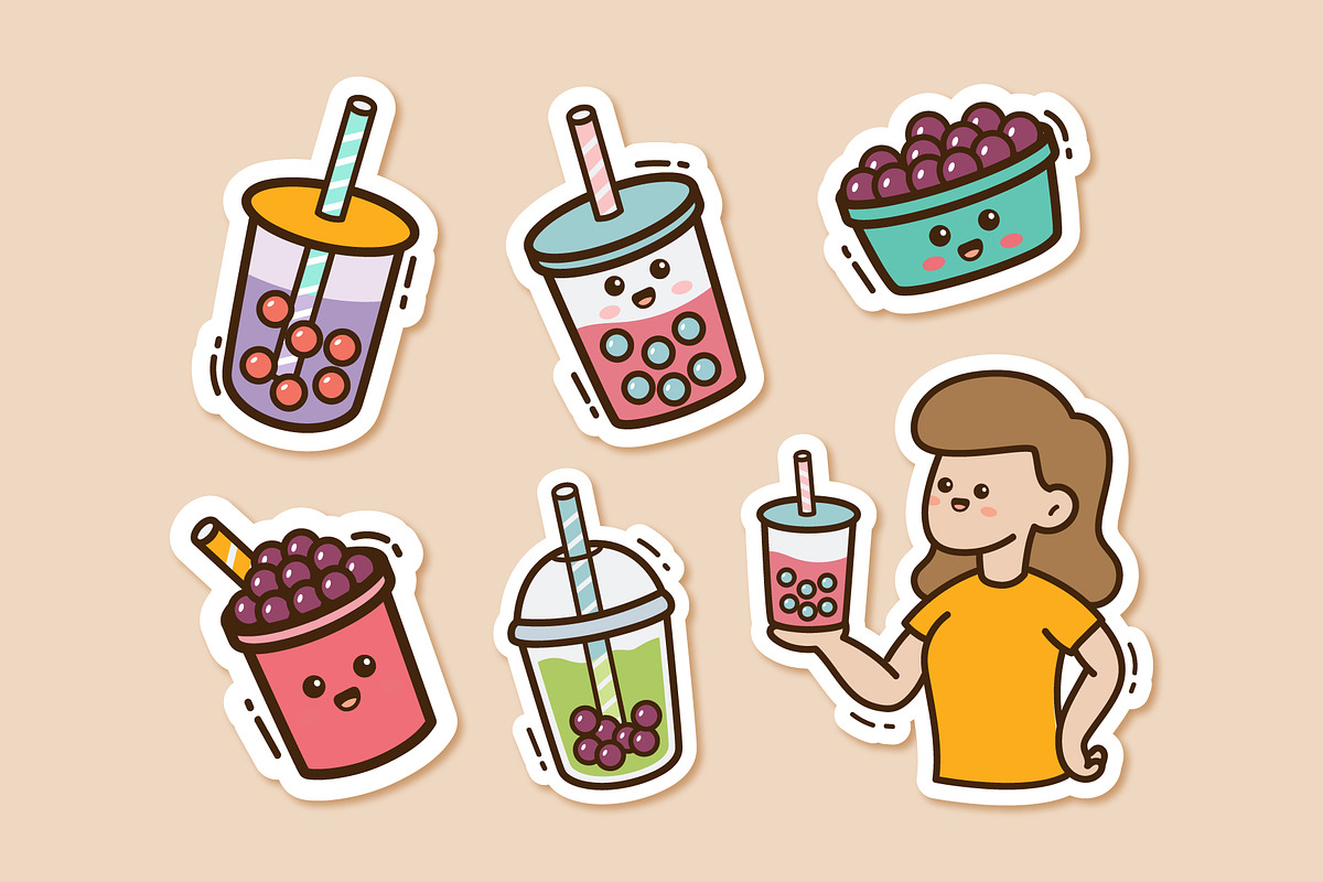 Boba doodle illustration, a Food Illustration by yellowline (Photo 3 of 5)
