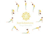 Sun Salutations yoga illustrations, an Illustration by Sunnyfields (Thumbnail 1 of 2)