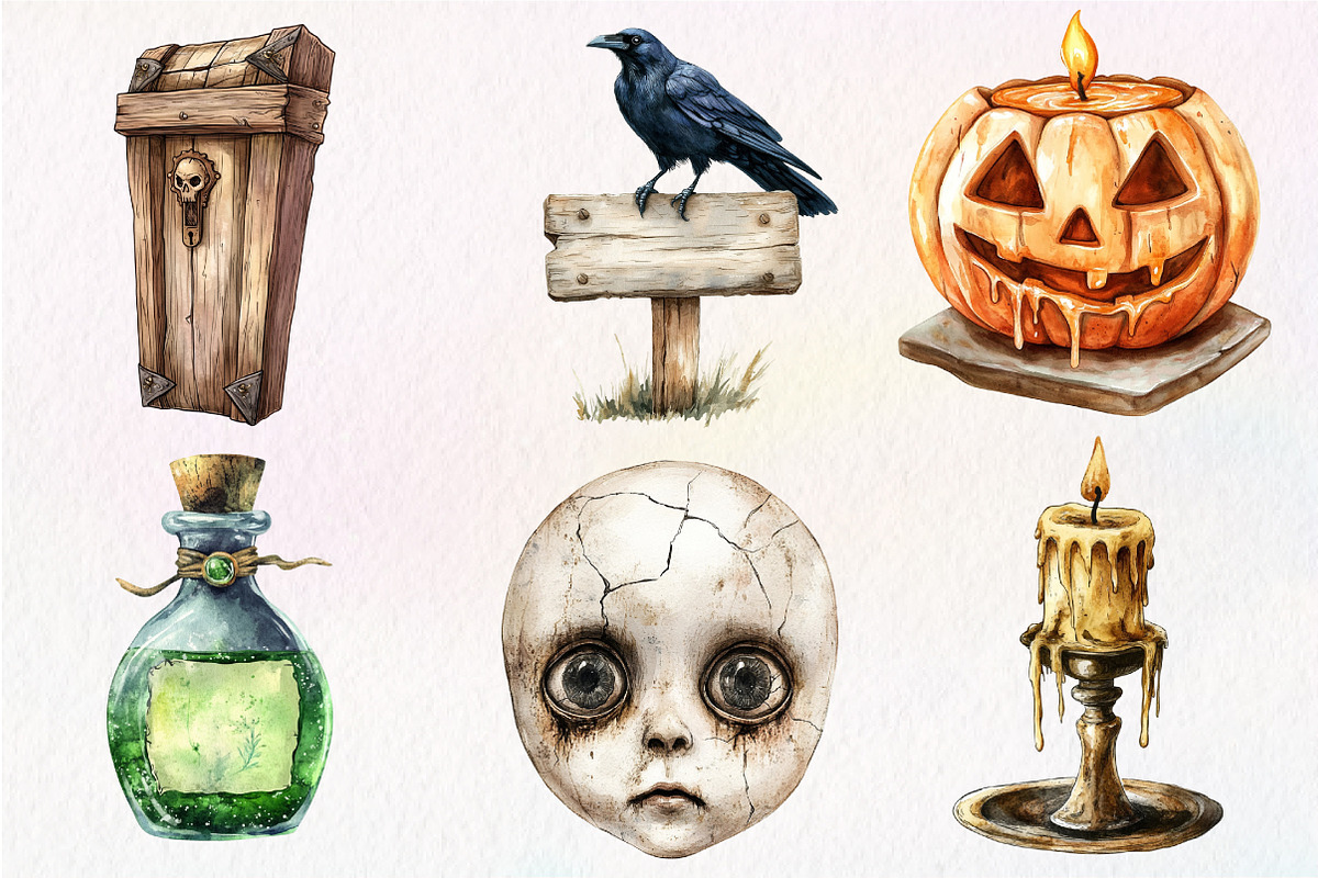 Vintage Halloween Décor Clipart, an Illustration by Dream Creation (Photo 6 of 7)