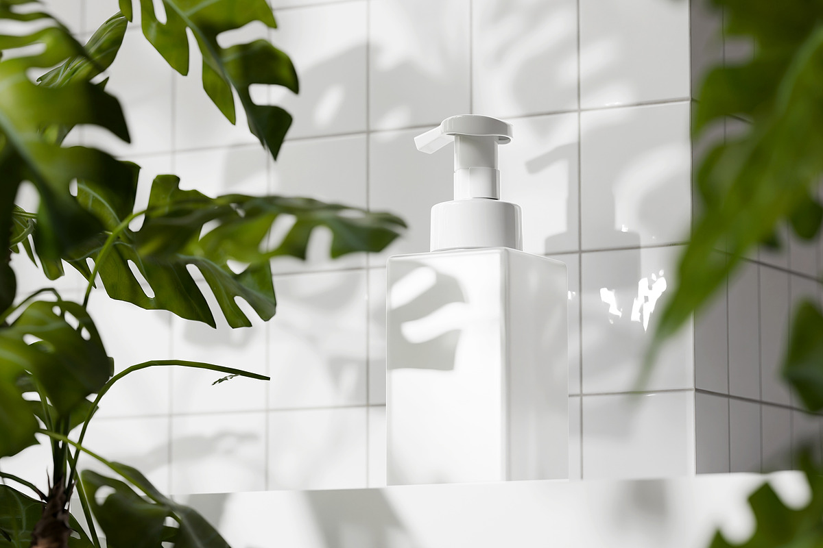 Soap Dispenser Square Bottle Mockup, a Packaging Mockup by Muhazdinata (Photo 2 of 18)