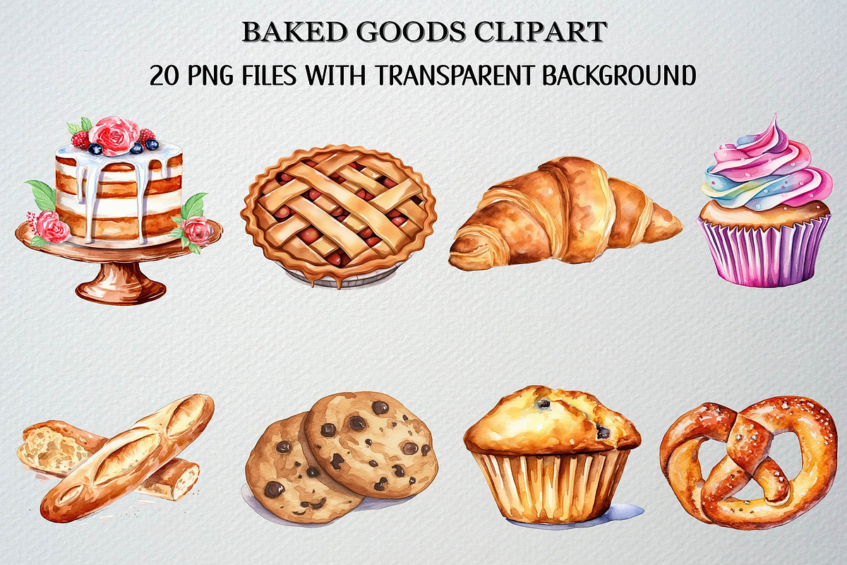 Watercolor Baking Clipart Set, a Food Illustration by CropUp Creative (Photo 4 of 7)