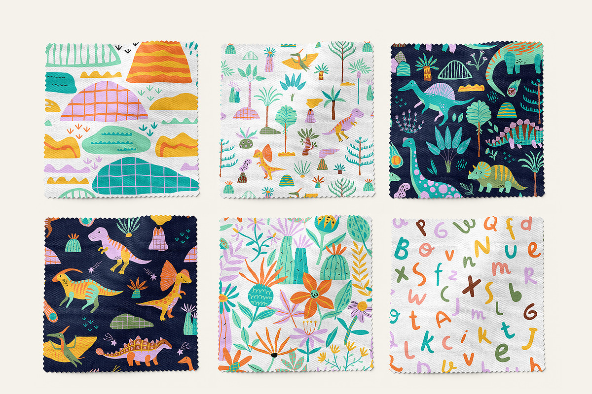 Dino illustration Patterns Posters, an Animal Illustration by OxanaTally (Photo 8 of 14)