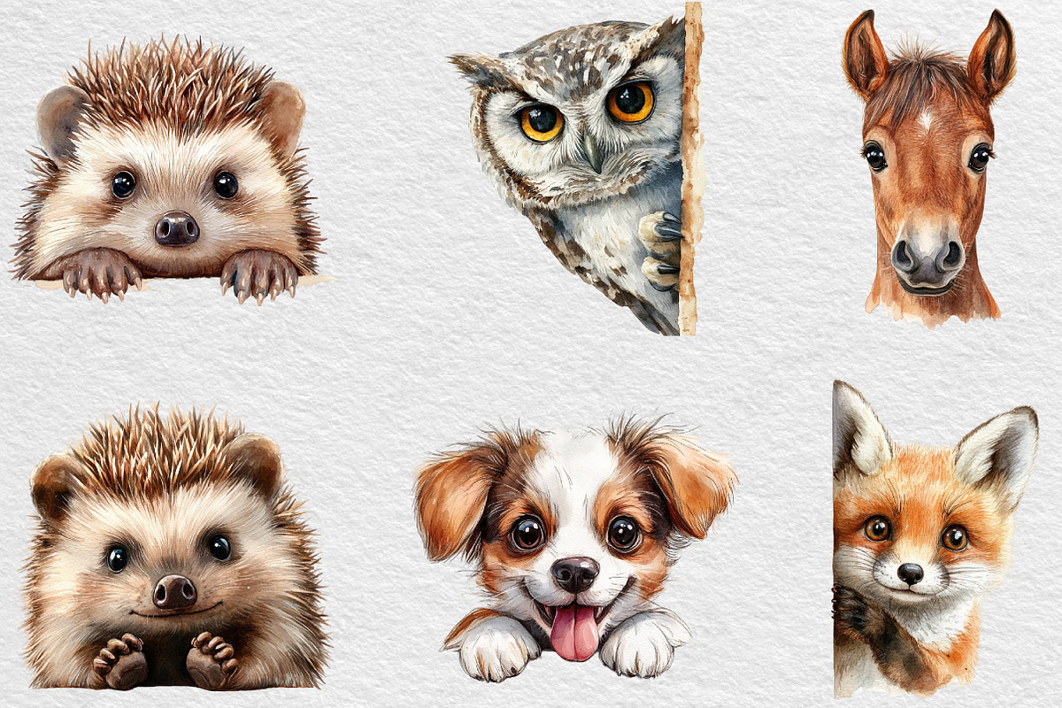 Animal Peeking Around Corner Clipart, an Illustration by Black Bird Studio (Photo 3 of 6)