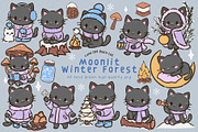 Black Cat Christmas Winter Forest, an Animal Illustration by Blumensdiary (Thumbnail 1 of 7)