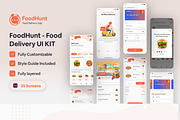 Foodhunt- Food Delivery app ui kit, a Templates & Theme by Design-Craft (Thumbnail 1 of 6)