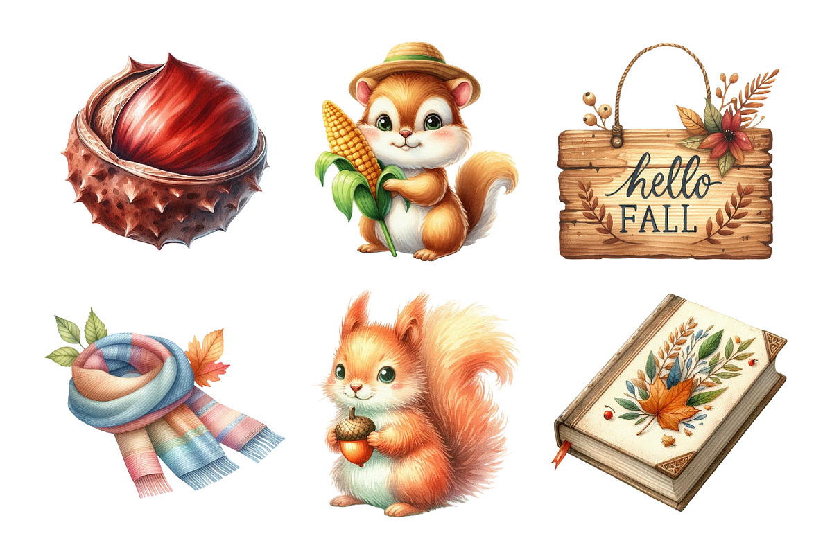 Watercolor Autumn Clipart, an Illustration by Daily.Designs (Photo 5 of 5)