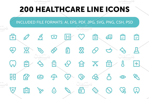 200 Healthcare Line Icons