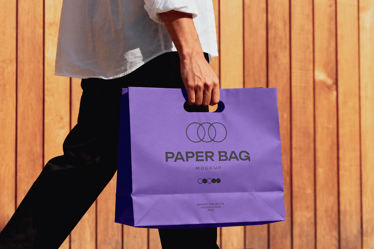 Wide Paper Bag Mockup, a Product Mockup by Design Squad (Photo 3 of 4)