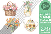 Vintage Floral Summer PNG, a Decorative Illustration by Artnoy (Thumbnail 8 of 18)