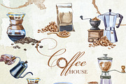 Hand Painted Coffee House Clipart, a Food Illustration by ArtCreationsDesign (Thumbnail 7 of 9)