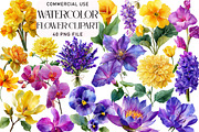 Watercolor Flower Clipart, an Illustration by Daily.Designs (Thumbnail 1 of 5)