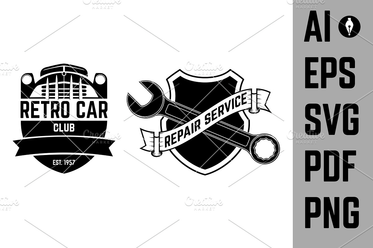 Car service labels. Set of designs, an Illustration by Vectorhight