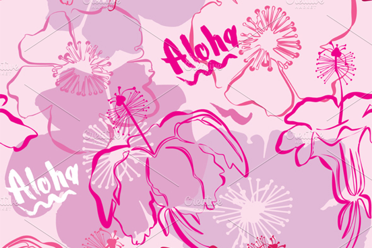 Seamless patterns with tropical elem preview 2