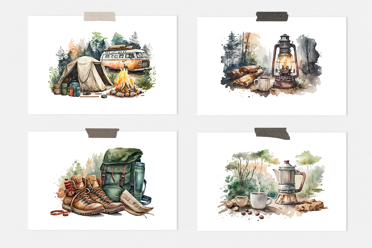 Camping Watercolor Collection, a Sport Illustration by artsy-fartsy (Photo 2 of 8)