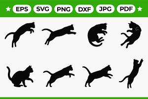 Dynamic Cat Silhouette Action Set, an Object Graphic by Artonix
