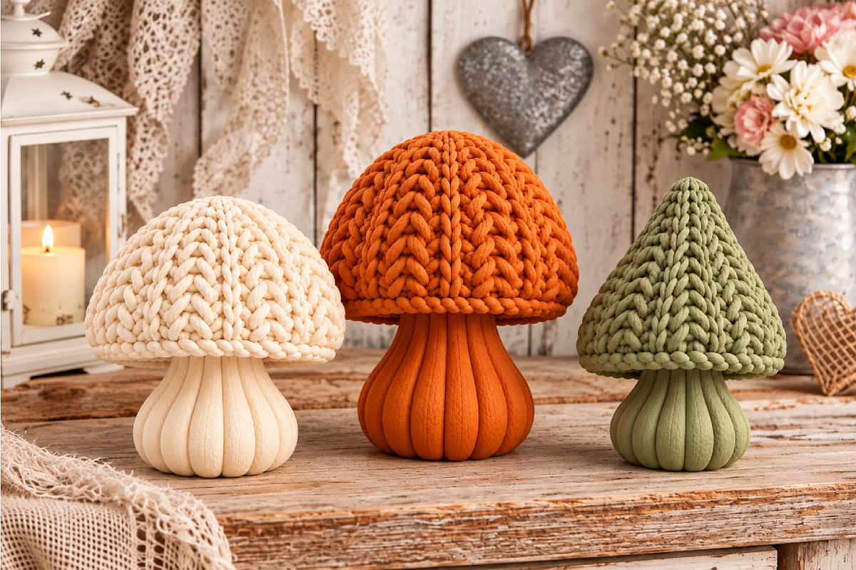 Knitted Crochet Mushroom 3D STL, a Scene 3D Model by Layerology (Photo 4 of 4)