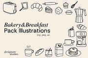 Bakery&Breakfast Illustrations, a Decorative Illustration by ginni illustrations (Thumbnail 1 of 6)