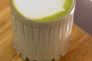 Green tea cold drink traditional matcha latte art, a Food & Drink Photo by Photo Drive Studio