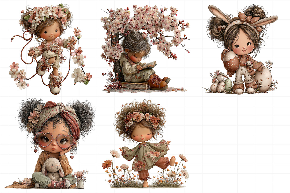 Whimsical Spring Girl Clipart, an Illustration by Daily.Designs (Photo 5 of 8)