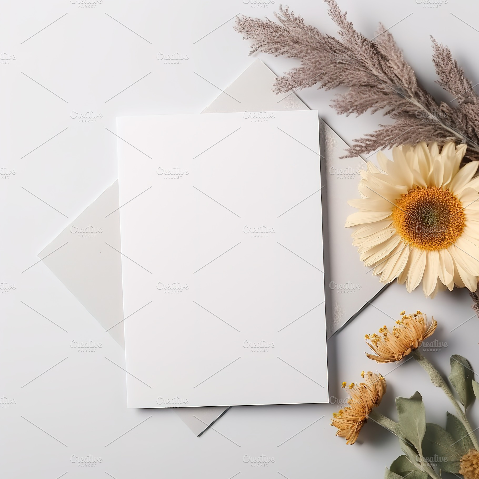 mockup boho style empty white card, a Background Photo by Virgo Studio
