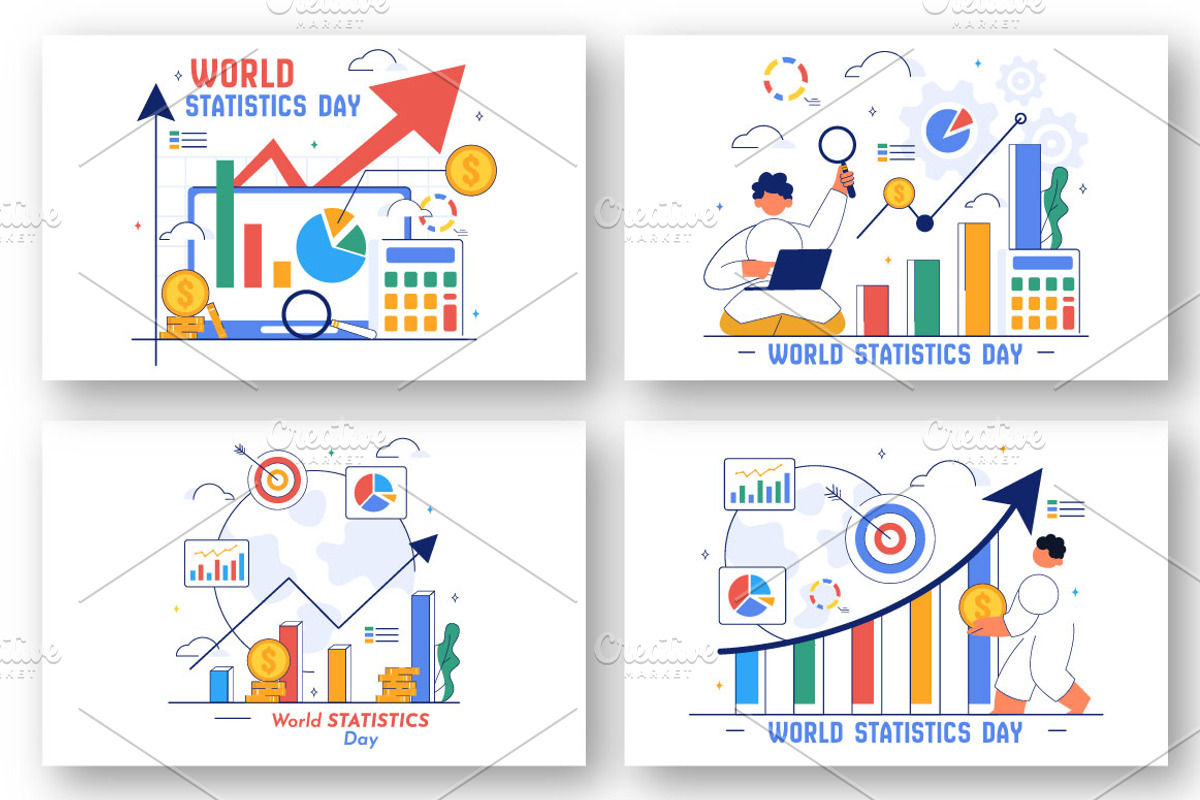 10 World Statistics Day Illustration, a Finance Illustration by denayunebgt (Photo 3 of 4)