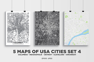 5 maps of USA cities set 4, an Illustration by MaximGertsen