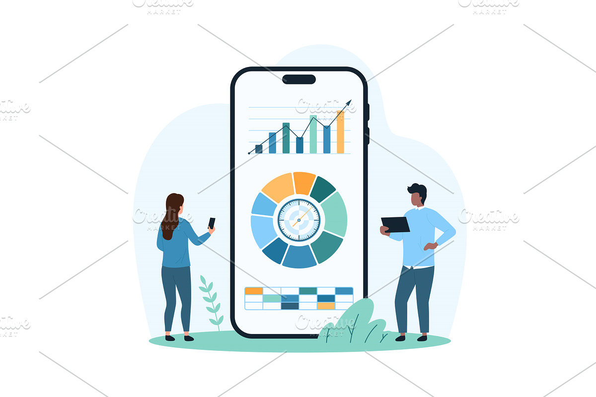 Financial & marketing results app, a Finance Illustration by Flashvector