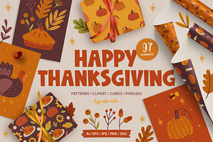 Happy Thanksgiving Kit, a Seasonal Illustration by miumiu