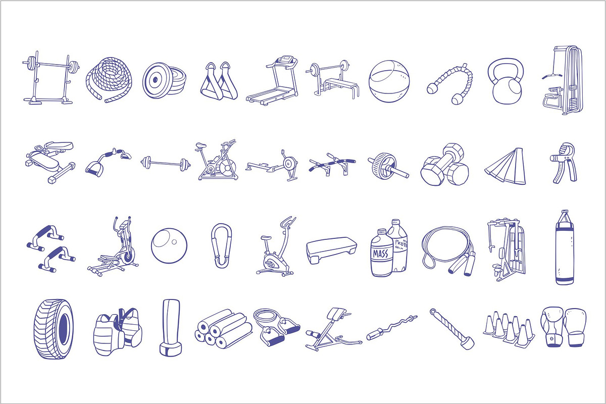 Gym Handrawn Illustration Pack, an Object Graphic by SLAB! Design (Photo 2 of 2)