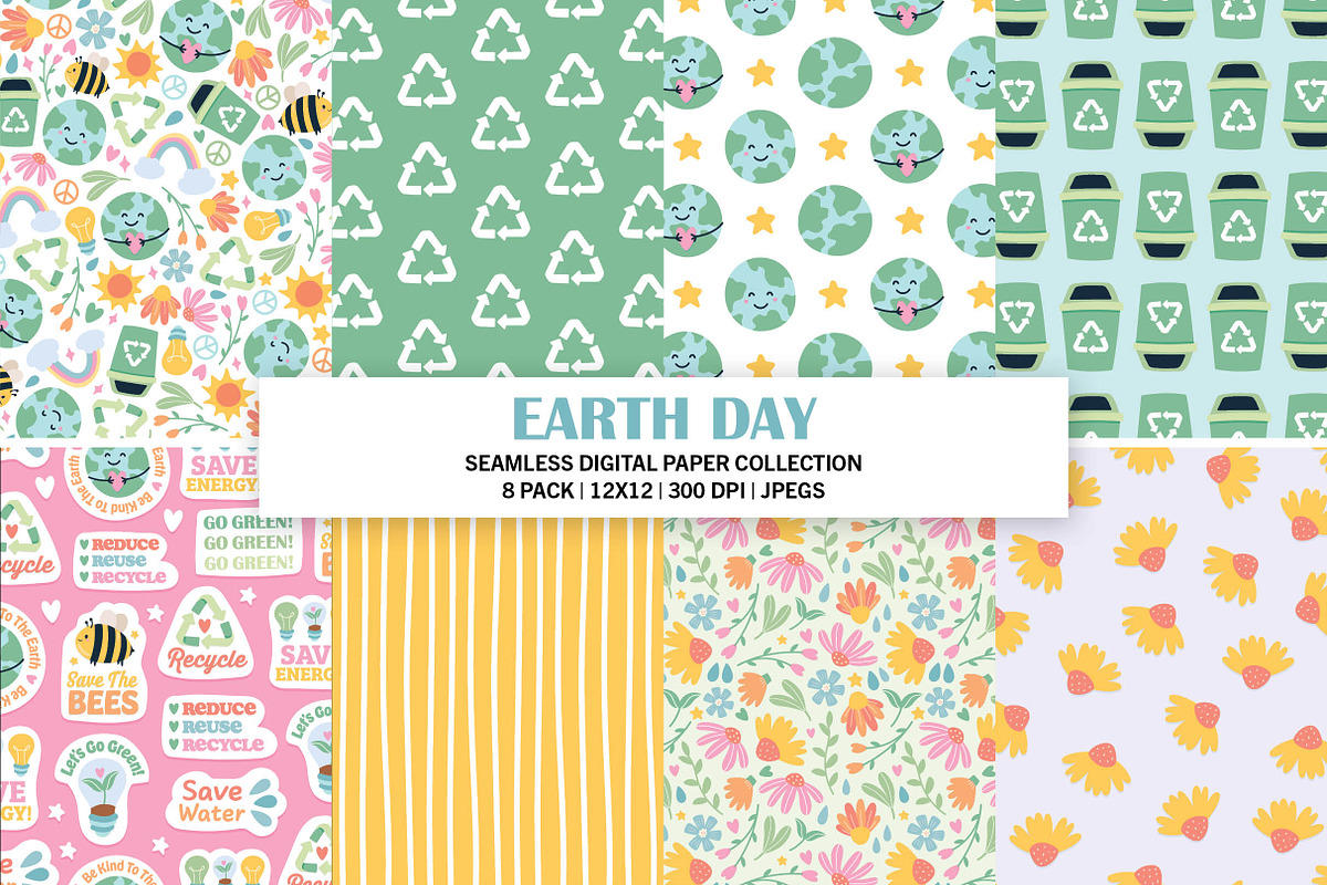 Earth Day Digital Seamless Patterns, a Pattern Graphic by Alanna Messina Design Co (Photo 1 of 8)