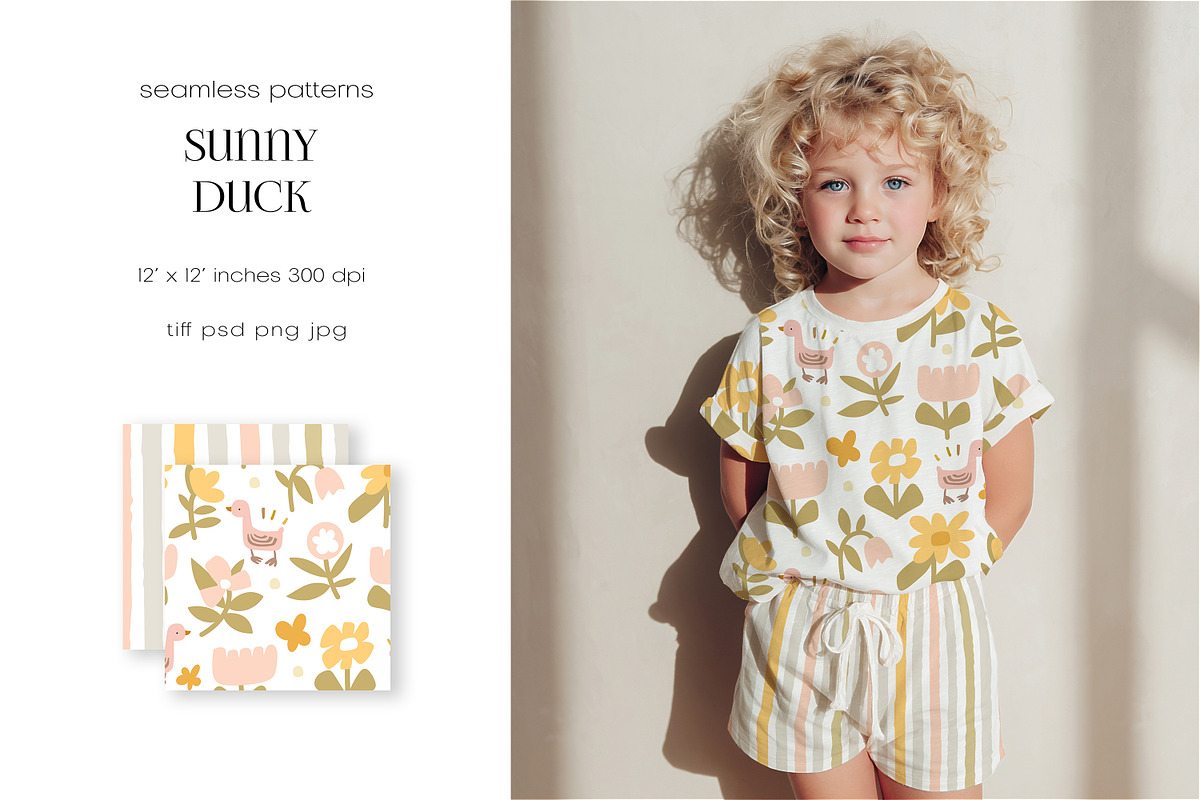 Sunny Duck Pattern Collection, a Pattern Graphic by PROTEA Watercolor Studio (Photo 3 of 8)