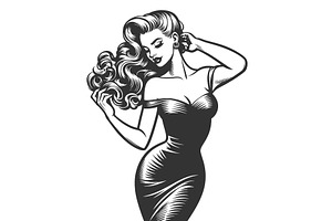 Elegant Retro Pin-up Girl In Black