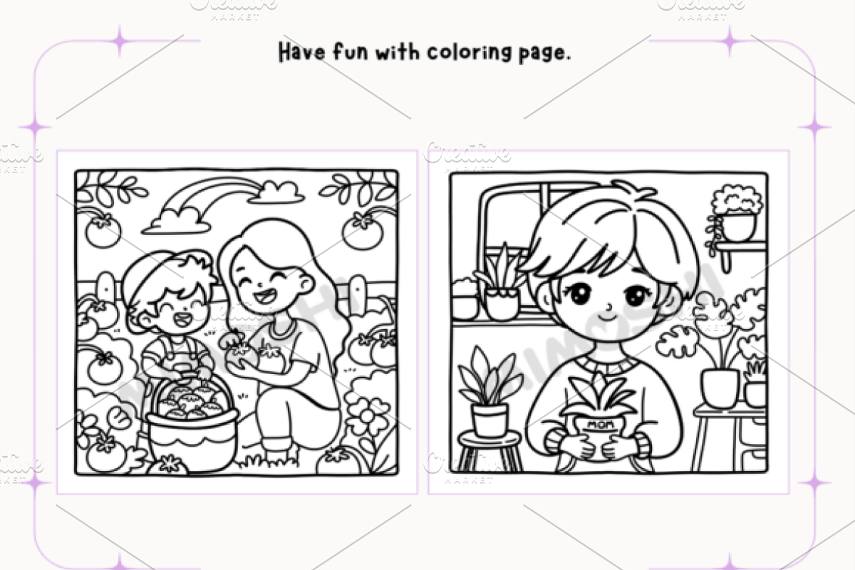 Happy Mother's Day Coloring Pages, a Seasonal Illustration by Design Station (Photo 2 of 4)