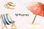 Watercolor Beach Day Graphics, a Food Illustration by Kileen Nicole Art (Thumbnail 3 of 5)