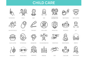 Child Care outline symbols, an Outline Icon by Tettygreen