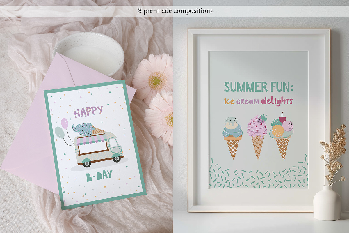 Ice Cream Summer Vector Clipart, a Decorative Illustration by Jenny Quince (Photo 4 of 10)