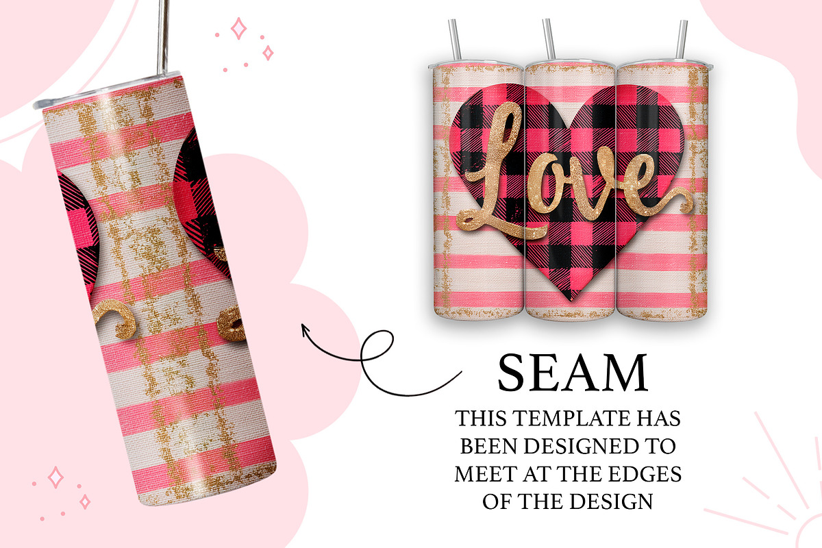 Buffalo Plaid Love Heart Tumbler, a Pattern Graphic by TumblerArtDS (Photo 2 of 3)