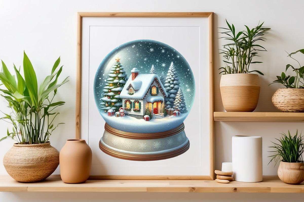 Christmas House in Snow Glob Clipart, a Seasonal Illustration by Craft Nest (Photo 4 of 4)