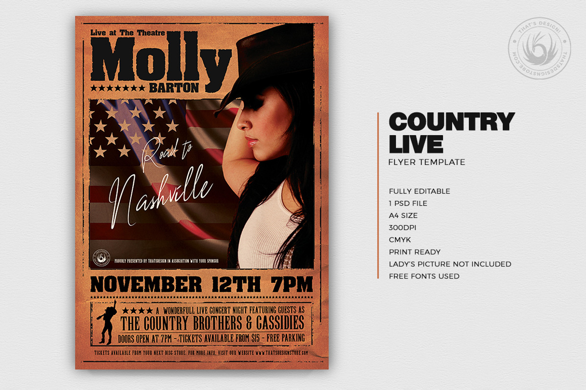 Country Live Flyer Template V2, a Flyer Template by ThatsDesignArt (Photo 2 of 7)