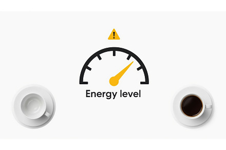 Energy level gauge with warning sign